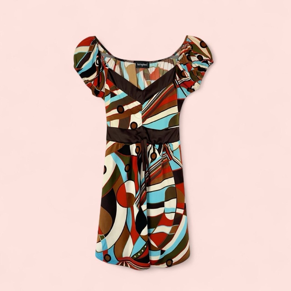 Multicolor Geometric Y2K Mini Dress